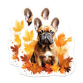 (2 Pack) French Bulldog Magnets - Autumn Dog Decor - Pet Lover Fridge Accent - Fall Kitchen Decoration - 5 Inches On Longest Side - Thick Durable Magnet - Made in USA - MAG29182