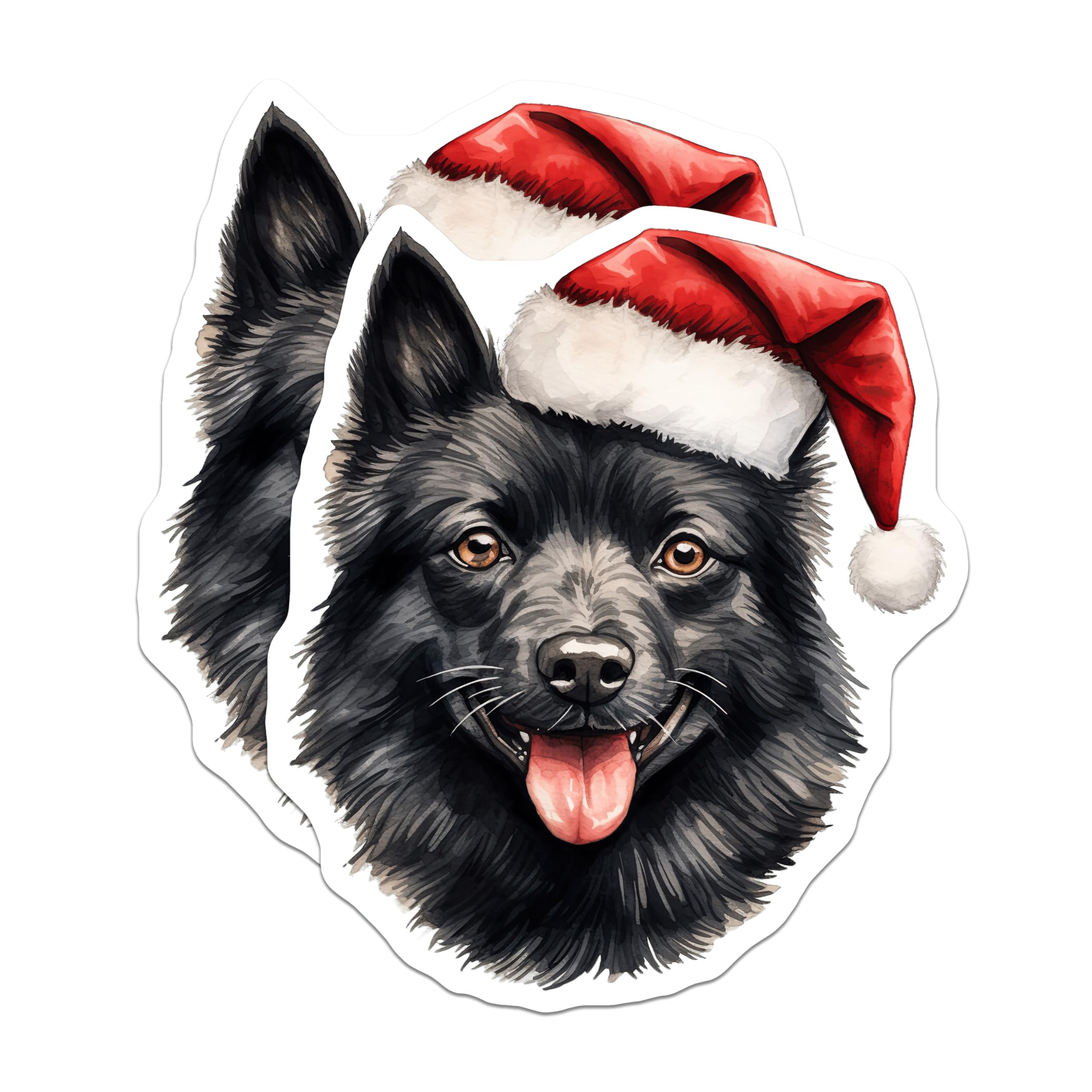 (2 Pack) Christmas Dog Magnets - Santa Hat Pet Decor - Festive Watercolor Dog - Holiday Animal Lovers Item - 5 Inches On Longest Side - Thick Durable Magnet - Made in USA - MAG25642