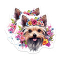 (2 Pack) Yorkie Flower Crown Magnets - Dog Mom Refrigerator Decor - Pet Lover Animal Art - 5 Inches On Longest Side - Thick Durable Magnet - Made in USA - MAG28457