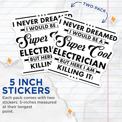 (2 Pack) Cool Electrician Stickers - Funny Electrician Quote - Humor Electrician Inspired - 5" On Longest Side - Sticks to Smooth Flat Surfaces - Made in USA - BMCS6047