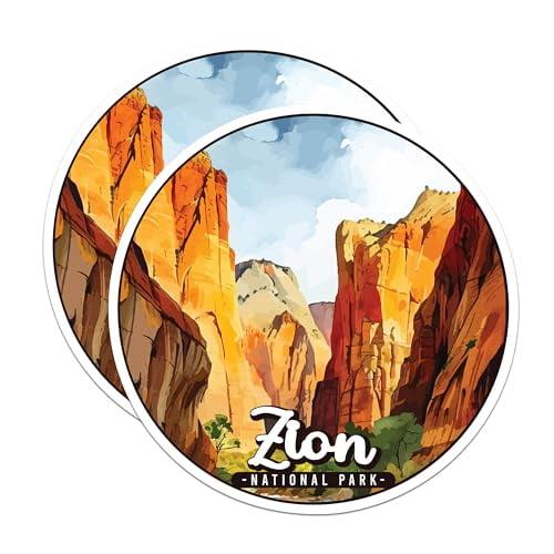 (2 Pack) Zion National Park Bumper Magnet - US National Park - Choose from 63 Parks - 5" On Longest Side - Decal for Car Bumper, Laptop, Water Bottle, Wall, and Window - MAG1606