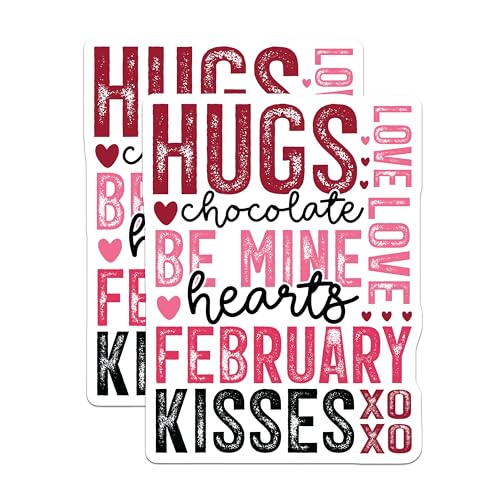 (2 Pack) Valentine's Day Stickers - Love Quote Stickers - Romantic Holiday Stickers - 5" On Longest Side - Sticks to Any Smooth Flat Surface - Made in USA - BMCS3071