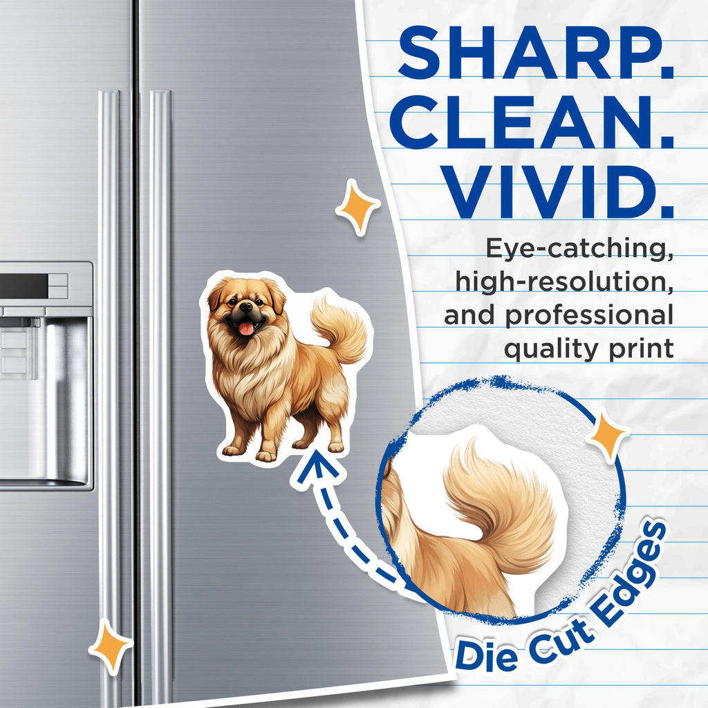 (2 Pack) Pekingese Dog Magnets - Cute Fluffy Puppy - Dog Lover Refrigerator Decor for Pet Owners - 5 Inches On Longest Side - Thick Durable Magnet - Made in USA - MAG30052
