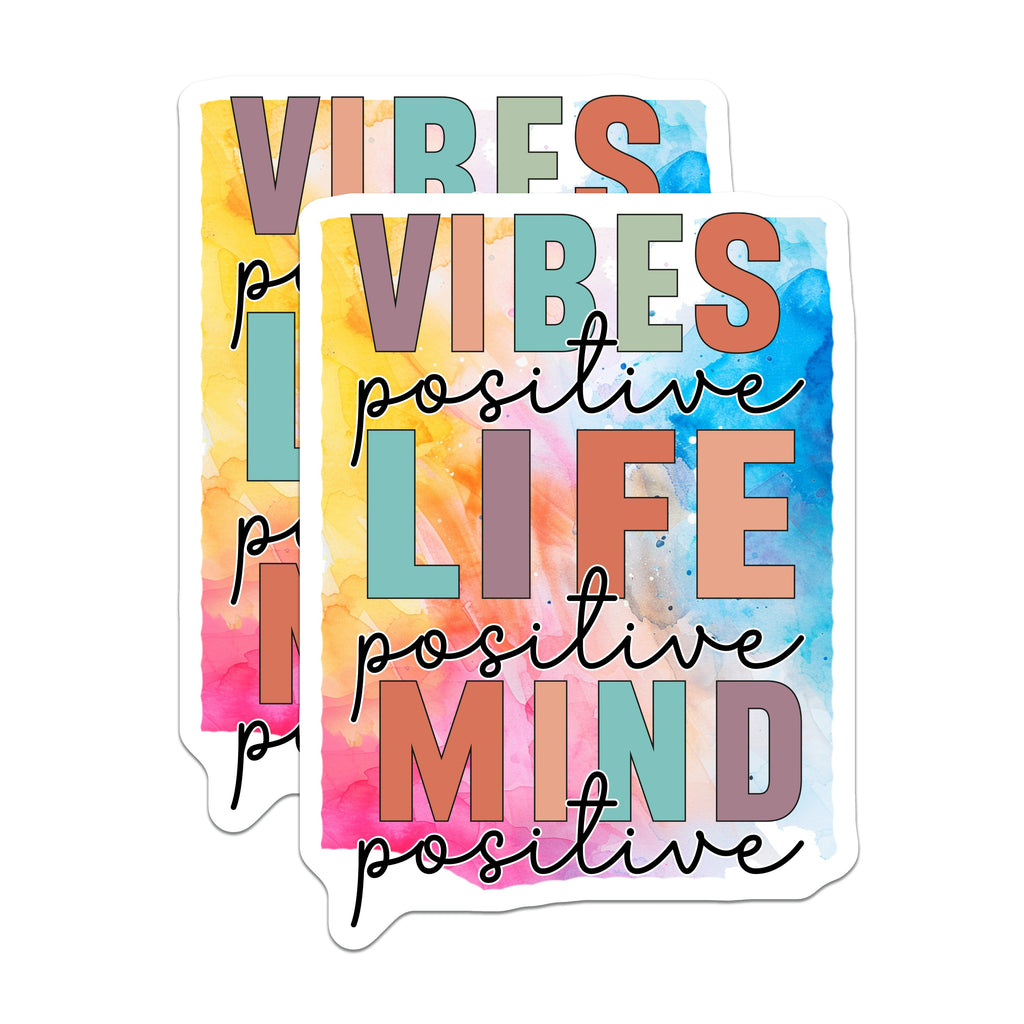 (2 Pack) Positive Vibes Magnets - Life Affirmation Decor - Motivational Mind Quote - Uplifting Watercolor Art - 5 Inches On Longest Side - Thick Durable Magnet - Made in USA - MAG36698