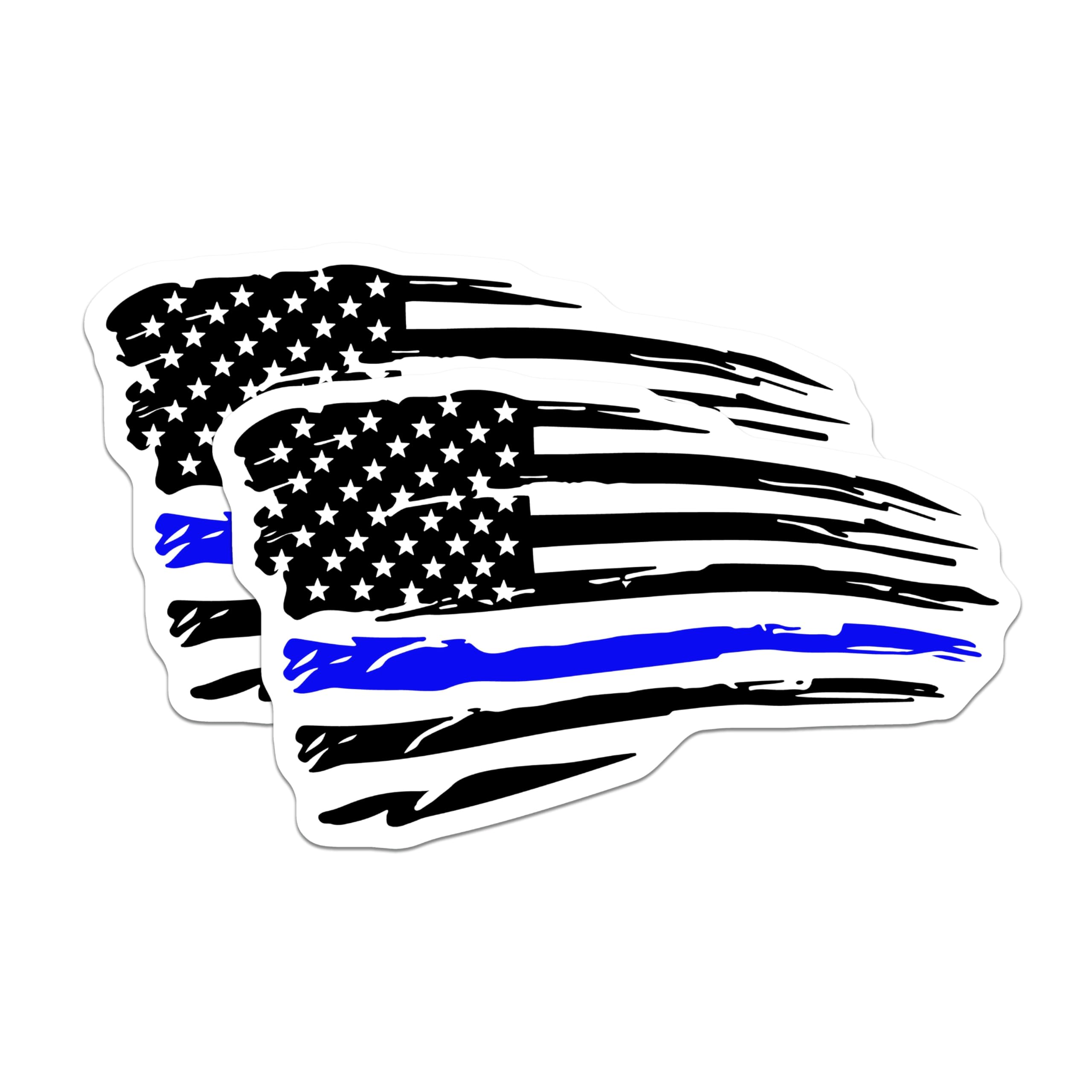 (2 Pack) Thin Blue Line Flag Magnets - Police Officer Law Enforcement Support - Patriotic American Hero Display - 5 Inches On Longest Side - Thick Durable Magnet - Made in USA - MAG21451