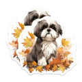 (2 Pack) Shih Tzu Magnets - Autumn Leaves Dog Art - Fall Pet Lover Refrigerator Decor - Cute Animal Magnets - 5 Inches On Longest Side - Thick Durable Magnet - Made in USA - MAG27729