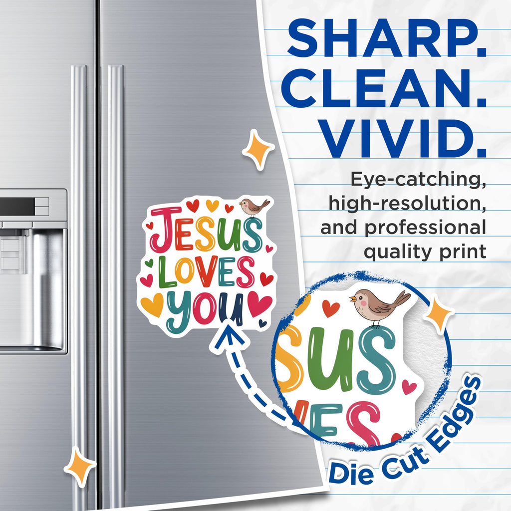 (2 Pack) Jesus Loves You Magnets - Christian Inspirational Decor - Faith Based Kitchen Magnets - 5 Inches On Longest Side - Thick Durable Magnet - Made in USA - MAG22011