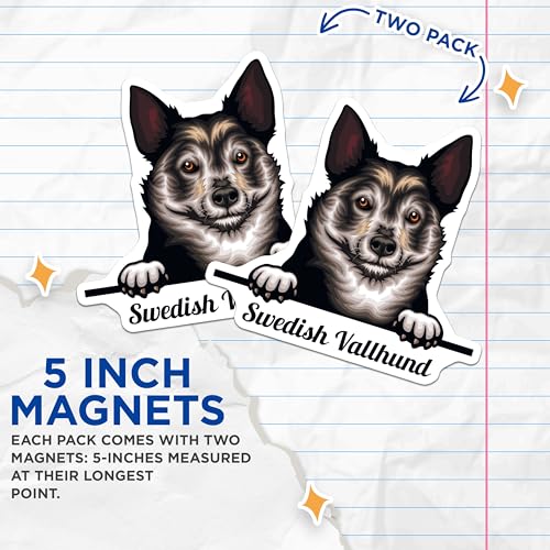 (2 Pack) Swedish Vallhund Magnets - Dog Lover Magnet - Pet Owner Car Magnets - 5" On Longest Side - for Cars, Fridges, Toolboxes - Made in USA - MAG4223