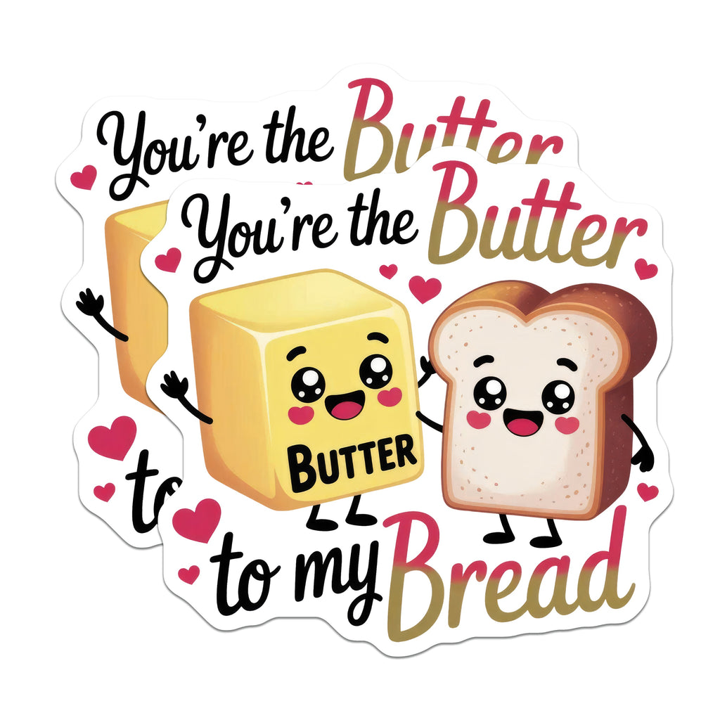 (2 Pack) Butter Bread Magnets - You're The Butter to My Bread - Romantic Kitchen Decor - Cute Couple Magnets - 5 Inches On Longest Side - Thick Durable Magnet - Made in USA - MAG38744
