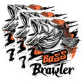 (3 Pack) Bass Brawler Decals - Fishing Decal - Laptop Decal - 3 Inches On Longest Side - Easy Peel & Apply - Made in USA - 3MCS2134