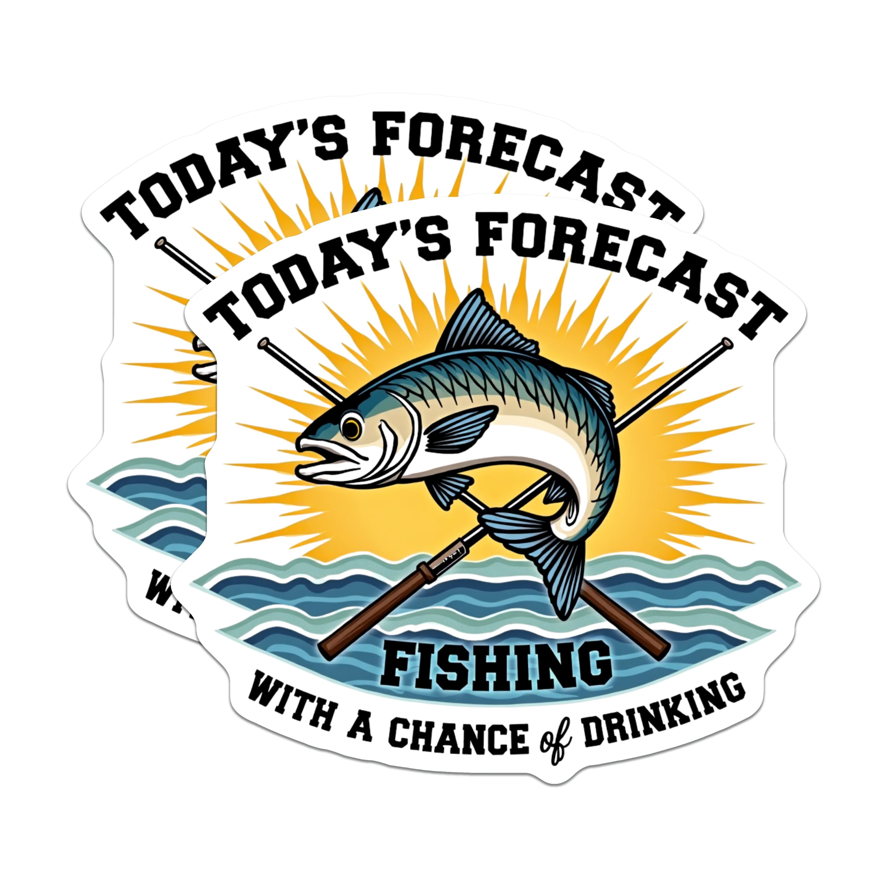 (2 Pack) Funny Fishing Magnets - Todays Forecast Fishing Humor - Fisherman Refrigerator Decor - Outdoor Enthusiast Item - 5 Inches On Longest Side - Thick Durable Magnet - Made in USA - MAG38112