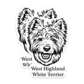 (2 Pack) West Highland White Terrier Dog Breed Stickers - Animal Lover Stickers - Cute Dog Art Stickers - 5" On Longest Side - Sticks to Smooth Flat Surfaces - Made in USA - BMCS4025