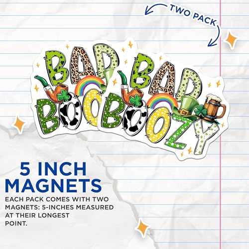 (2 Pack) Bad Boozy Magnets Magnets - St Patrick's Day Decor - Irish Celebration Accessories - 5" On Longest Side - Made in USA - Sticks to Refrigerators & Metal Surfaces - MAG8405