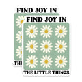 (2 Pack) Find Joy in The Little Things Magnets - Inspirational Quote Home - Cute Daisy Pattern Magnet - 5" On Longest Side - for Cars, Fridges, Toolboxes - Made in USA - MAG3860