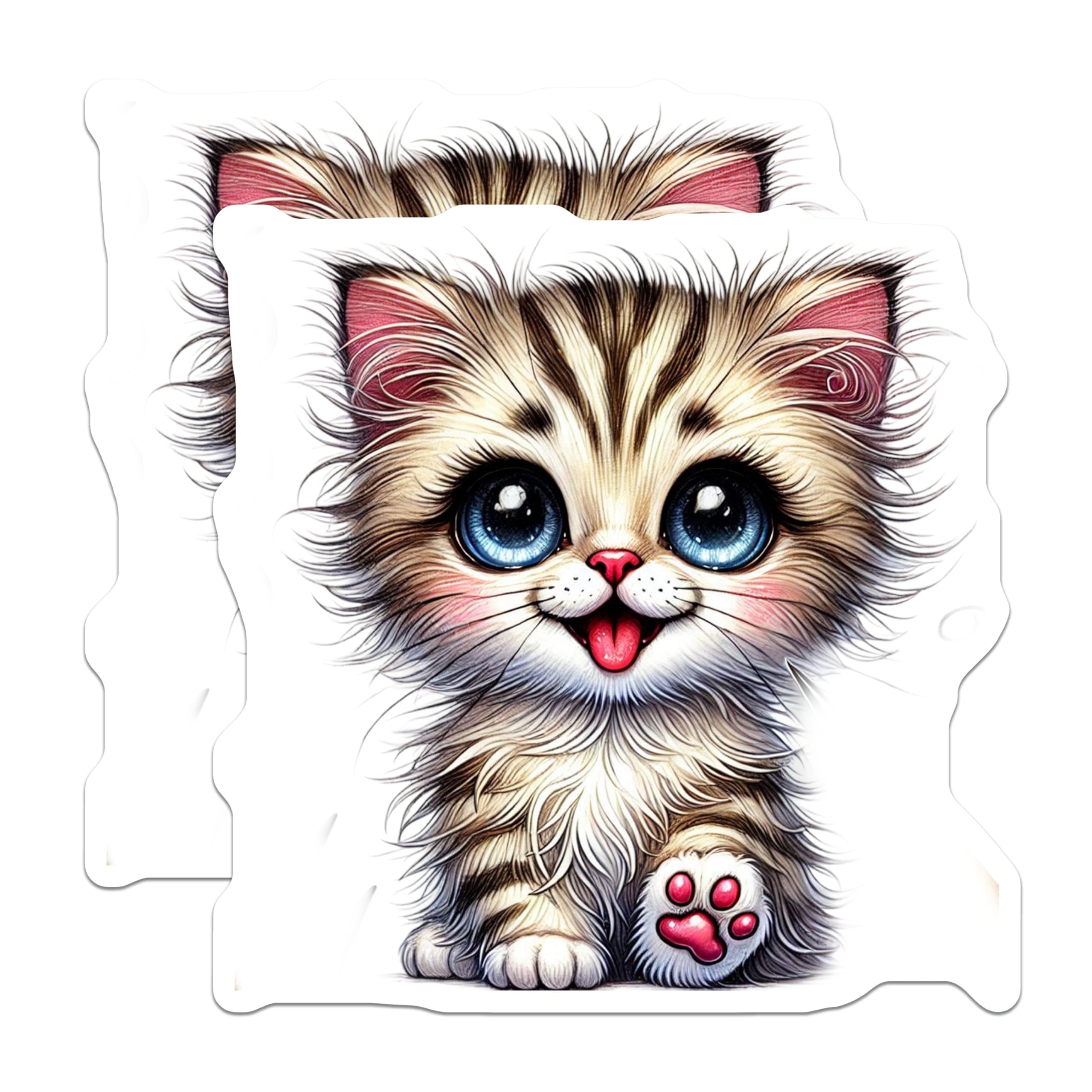 (2 Pack) Kitten Refrigerator Magnets - Cute Cat Face Magnet - Fridge Decor Magnets - 5" On Longest Side - Premium Magnet - for Cars, Refrigerators, Toolboxes, Lockers - Made in USA - MAG14838