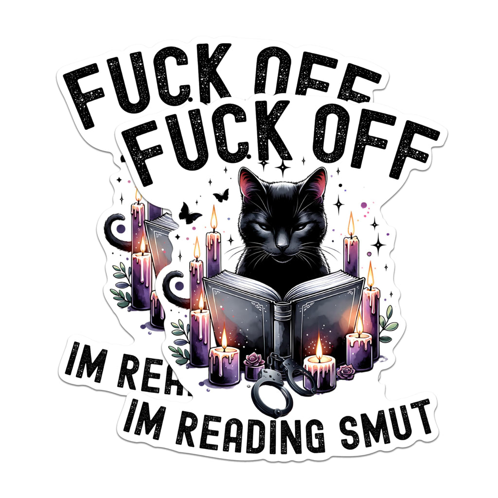 (2 Packs) F*** Off Im Reading Smut Magnets - Funny Cat Reading Magnets - 5 Inches On Longest Side - Premium Magnet - for Fridges, Toolboxes, Cars - Made in USA - MAG2522