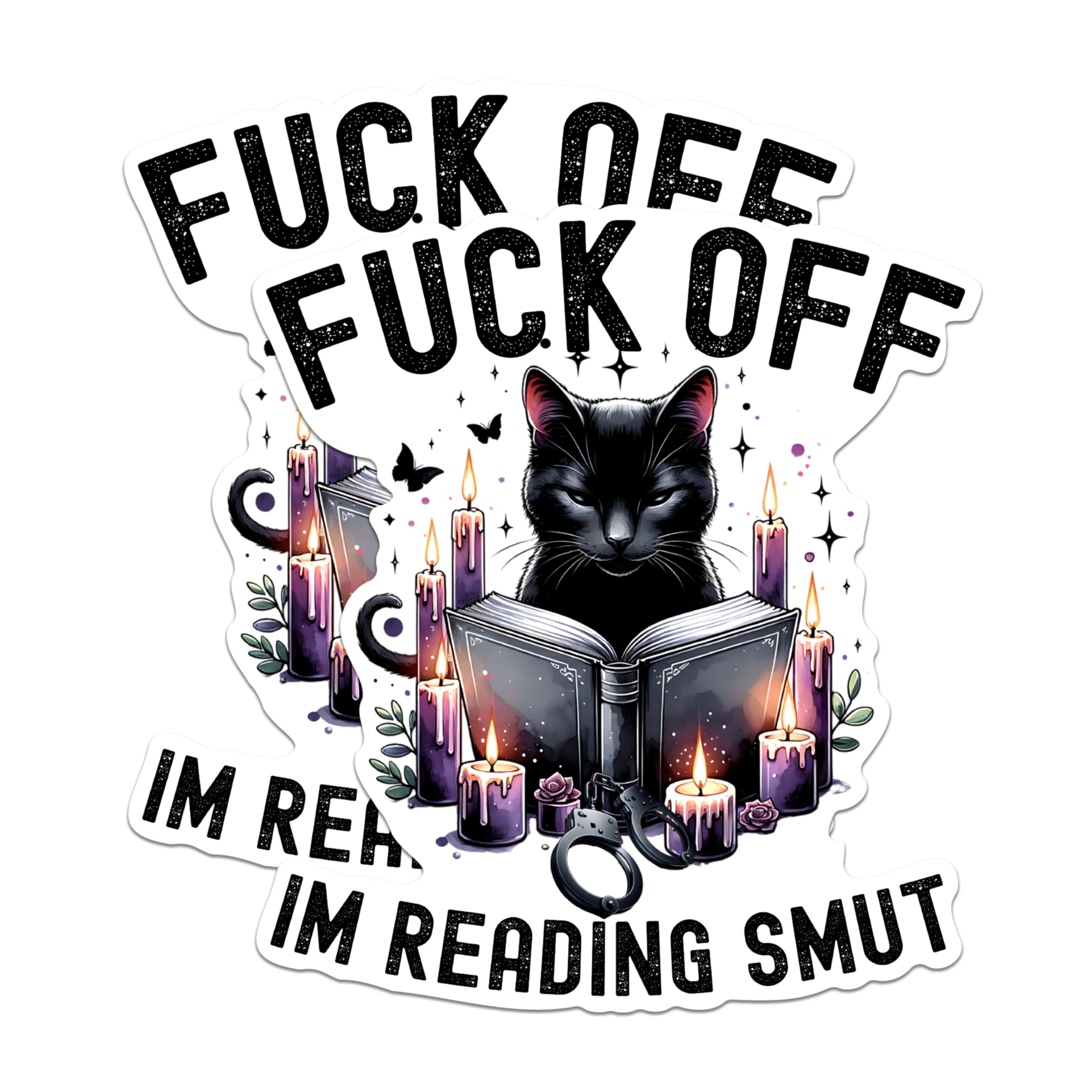 (2 Packs) F*** Off Im Reading Smut Magnets - Funny Cat Reading Magnets - 5 Inches On Longest Side - Premium Magnet - for Fridges, Toolboxes, Cars - Made in USA - MAG2522