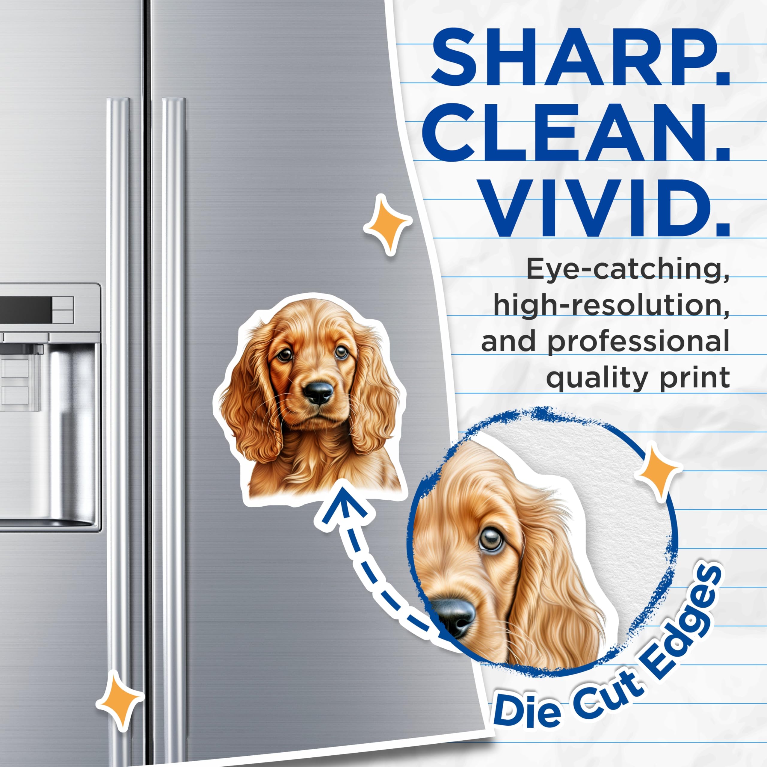 (2 Pack) Cocker Spaniel Puppy Magnets - Adorable Dog Lover - Pet Parent Home Decor - 5 Inches On Longest Side - Thick Durable Magnet - Made in USA - MAG27221