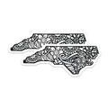 (2 Pack) North Carolina State Outline Magnets - Intricate Floral Mandala Pattern - NC Souvenir Home Fridge Decoration - 5 Inches On Longest Side - Thick Durable Magnet - Made in USA - MAG19181