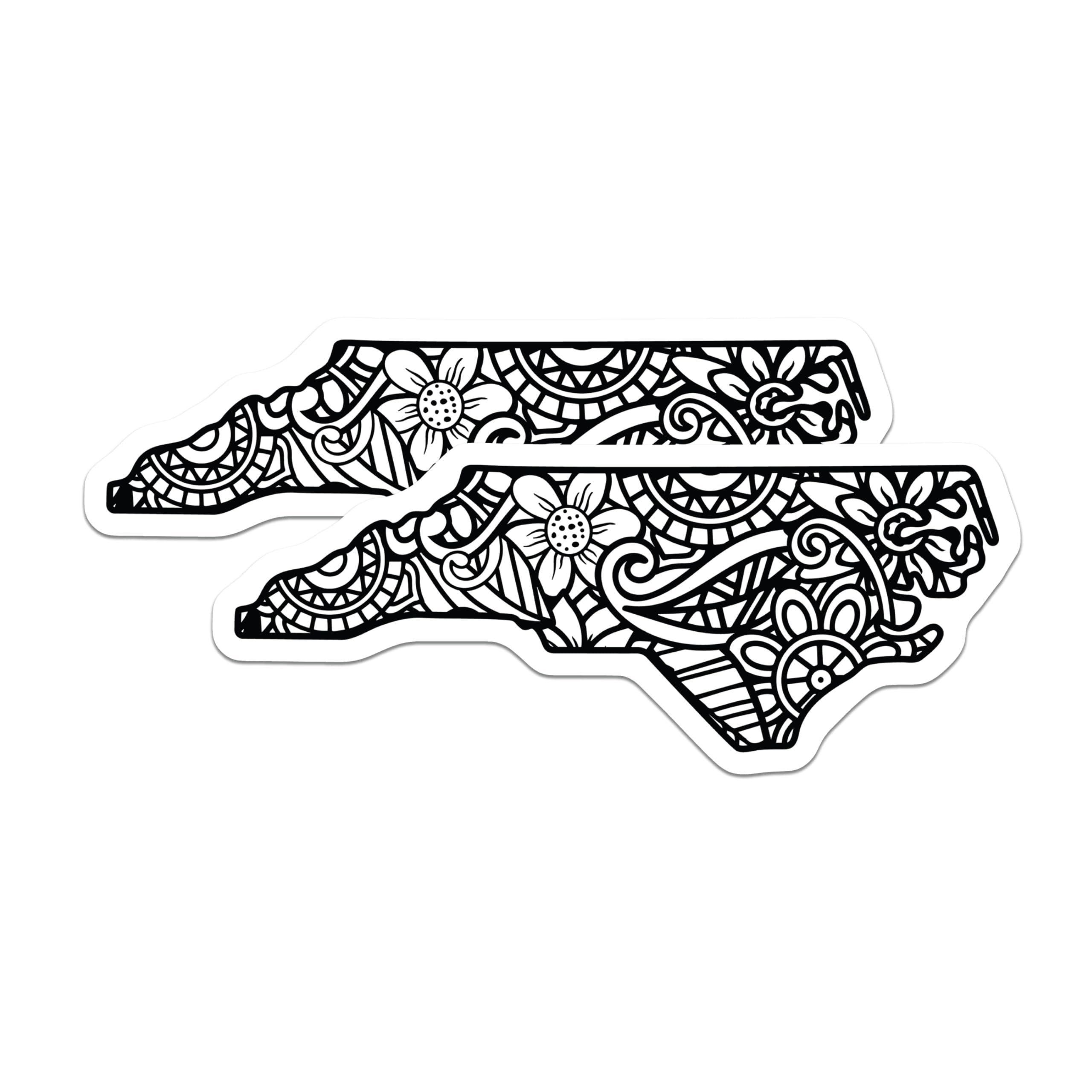 (2 Pack) North Carolina State Outline Magnets - Intricate Floral Mandala Pattern - NC Souvenir Home Fridge Decoration - 5 Inches On Longest Side - Thick Durable Magnet - Made in USA - MAG19181