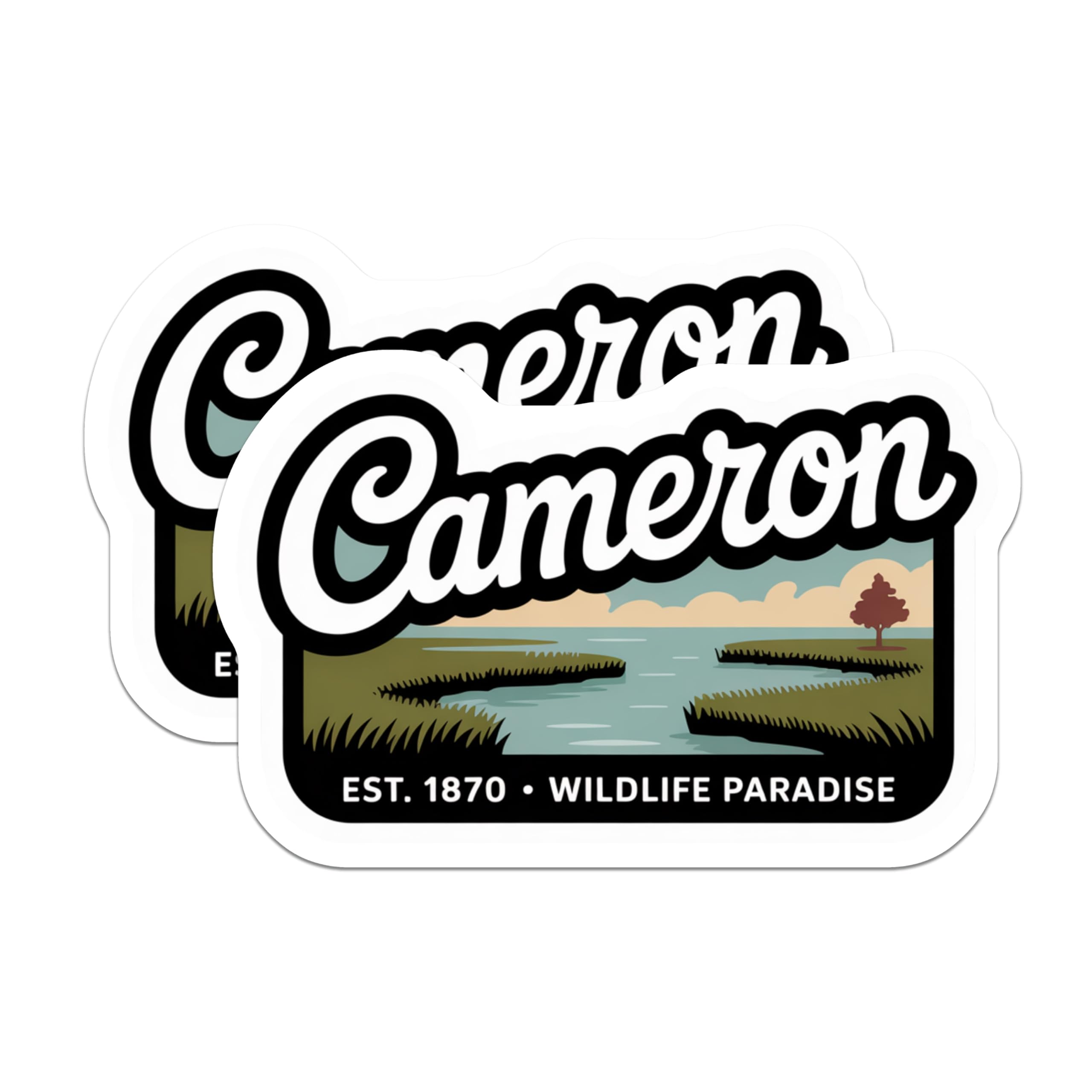 (2 Pack) Cameron Louisiana Magnets - Wildlife Paradise - Est 1870 Souvenir - 5" On Longest Side - Premium Magnet - for Cars, Refrigerators, Toolboxes, Lockers - Made in USA - MAG18304