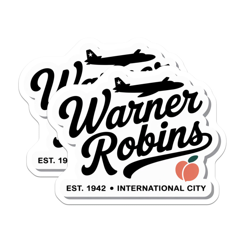 (2 Pack) Warner Robins Magnets - Georgia Peach Magnets - City Souvenir Magnets - 5" On Longest Side - Premium Magnet - for Cars, Refrigerators, Toolboxes, Lockers - Made in USA - MAG17769