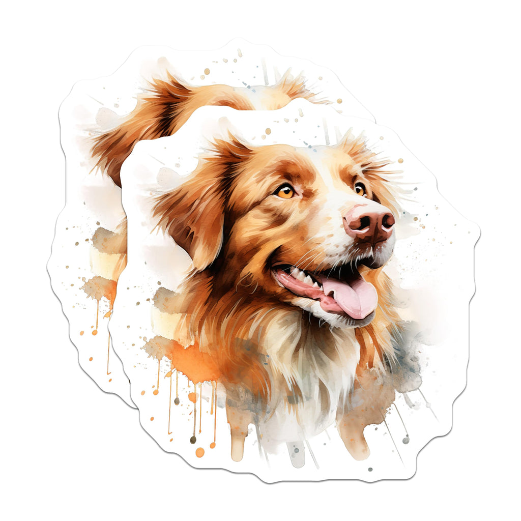 (2 Pack) Watercolor Dog Magnets - Happy Golden Retriever Art - Pet Owner Fridge Decor - 5 Inches On Longest Side - Thick Durable Magnet - Made in USA - MAG26062