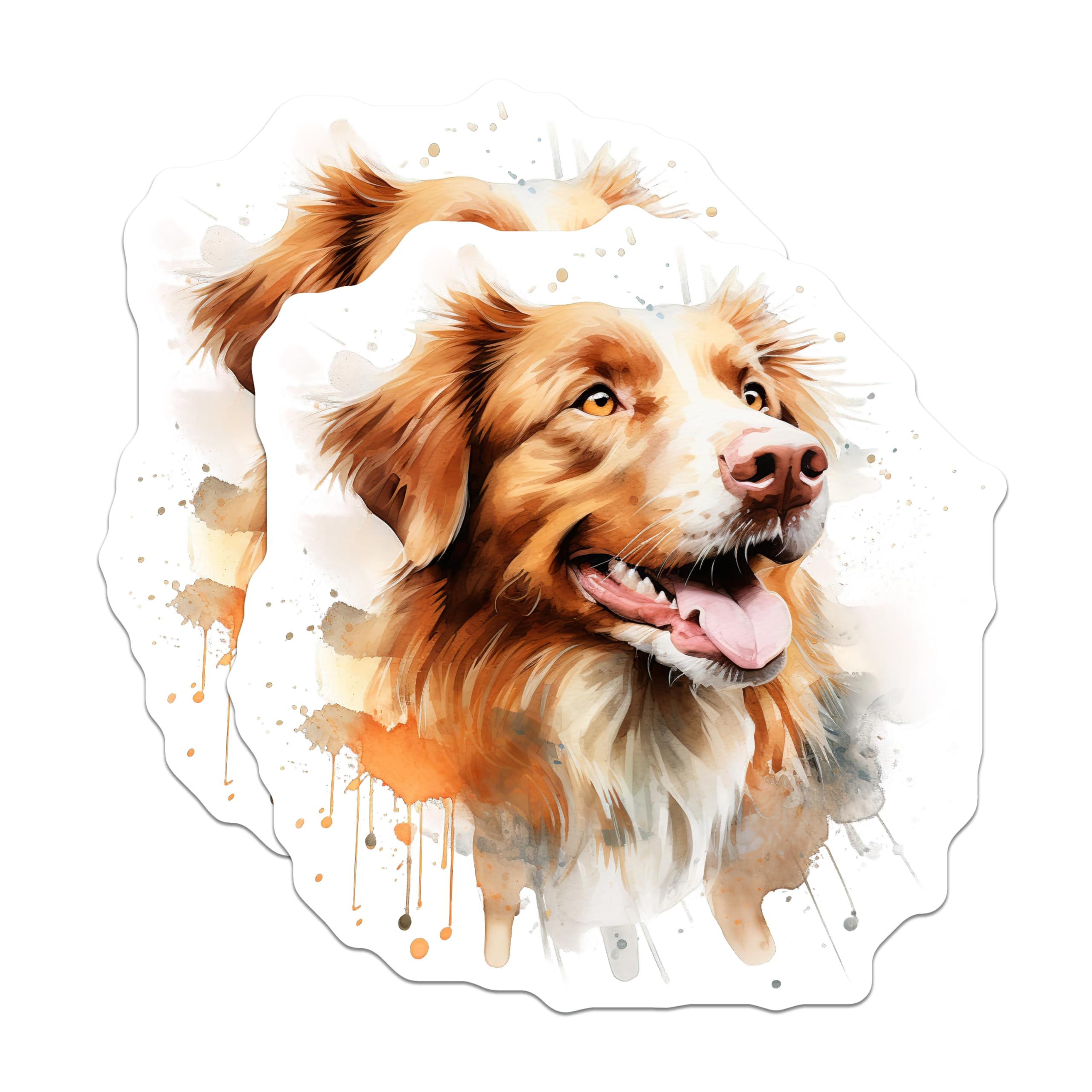 (2 Pack) Watercolor Dog Magnets - Happy Golden Retriever Art - Pet Owner Fridge Decor - 5 Inches On Longest Side - Thick Durable Magnet - Made in USA - MAG26062