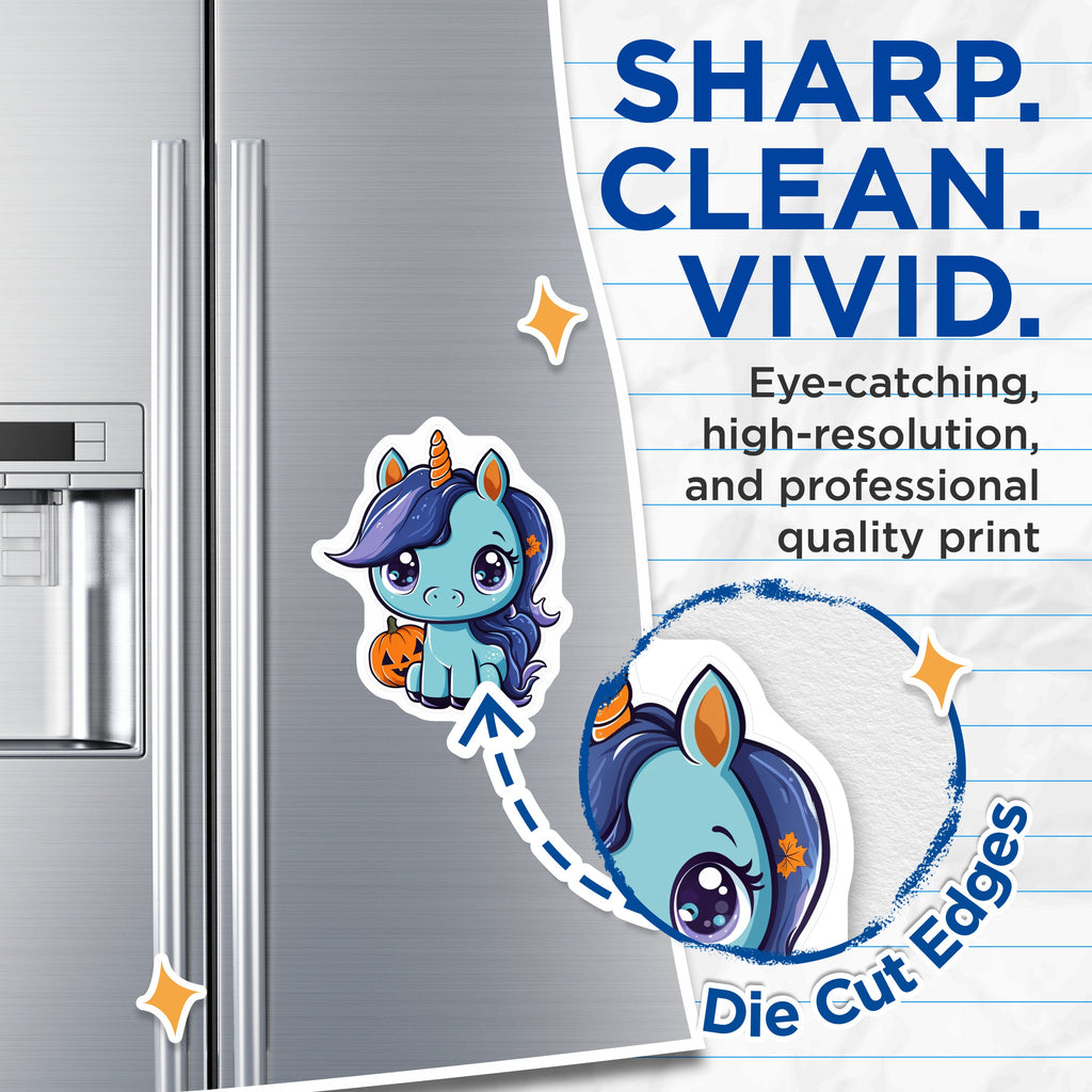 (2 Pack) Cute Halloween Unicorn Magnets - Kawaii Fantasy Decor - Jack O Lantern Autumn Refrigerator Magnets - 5 Inches On Longest Side - Thick Durable Magnet - Made in USA - MAG39219