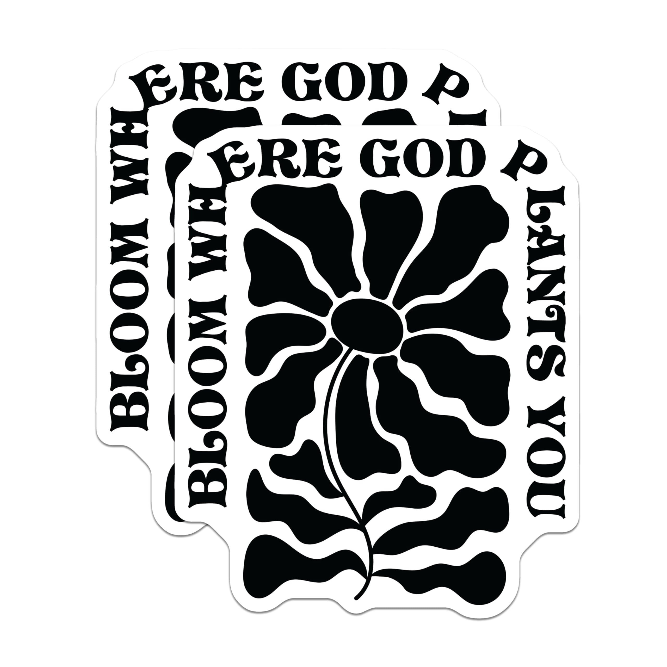 (2 Pack) Bloom Where God Plants You Stickers - Inspirational Flower Stickers - Motivational Quote Stickers - 5" On Longest Side - Sticks to Any Smooth Flat Surface - Made in USA - BMCS3098
