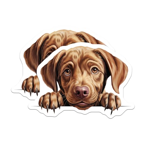 (2 Pack) Puppy Art Magnet - Refrigerator Decor - Animal Lover - Home Office - Kids Room - 5" On Longest Side - Sticks to Smooth Flat Surfaces - Made in USA - MAG10211