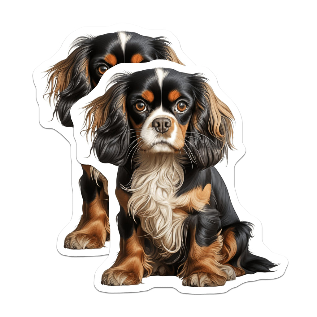 (2 Pack) Cavalier King Charles Spaniel Magnets - Tricolor Dog Lover - Puppy Pet Parent Decor - 5 Inches On Longest Side - Thick Durable Magnet - Made in USA - MAG30118