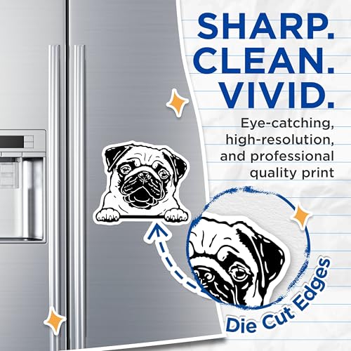 (2 Pack) Pug Dog Magnets - Cute Pug Face - Animal Lover Fridge - Pug Dog Art - 5" On Longest Side - for Cars, Fridges, Toolboxes - Made in USA - MAG4045