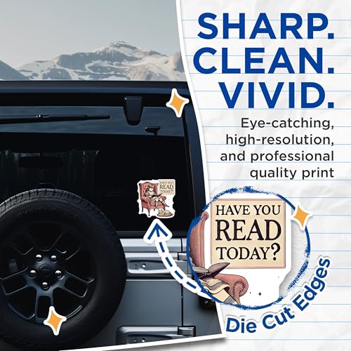 (2 Pack) Have You Read Today Stickers - Vintage Reading Nook Stickers - Literary Quote Stickers - 5" On Longest Side - Sticks to Smooth Flat Surfaces - Made in USA - BMCS6514