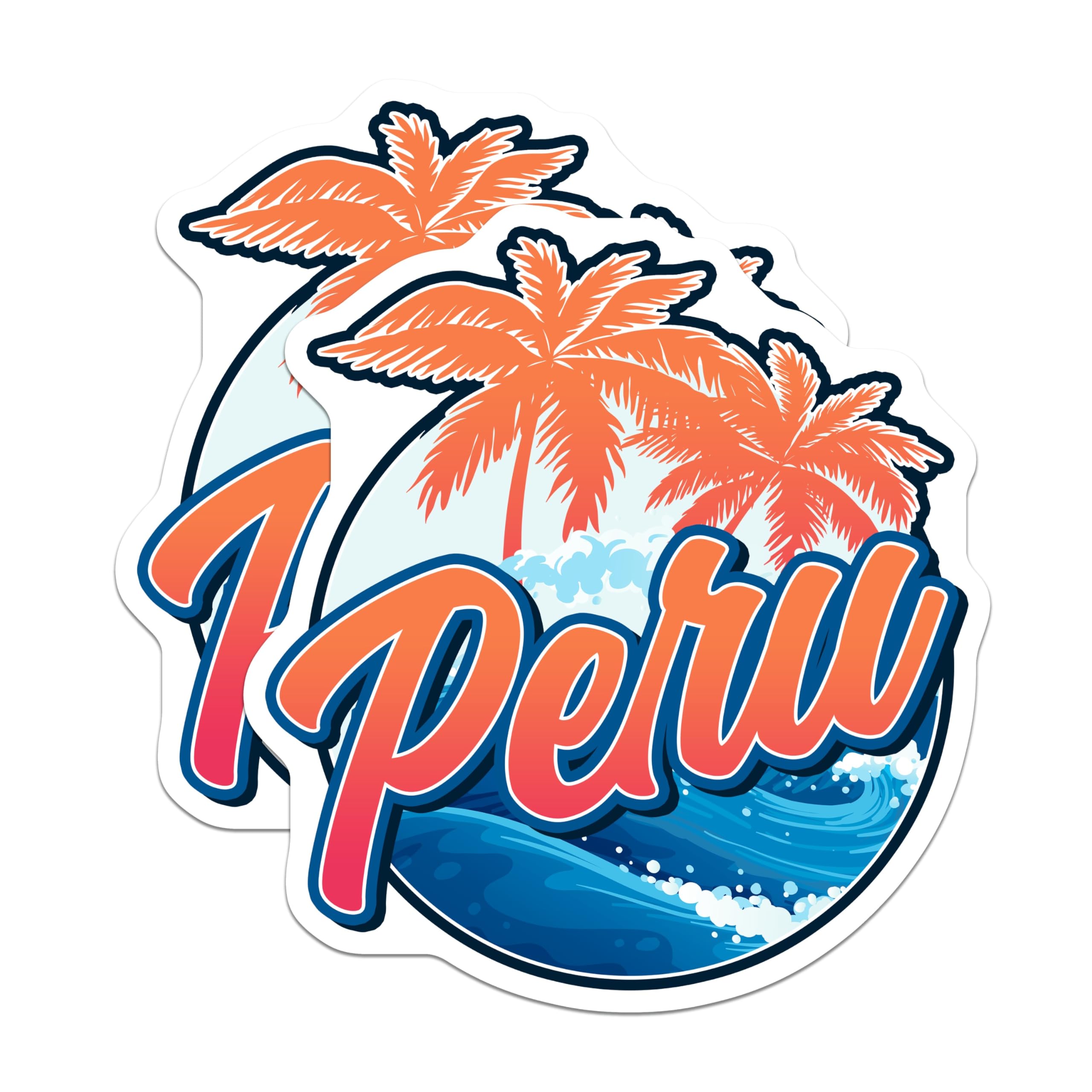 (2 Pack) Peru Magnets - Tropical Palm Tree Vacation Souvenir - South America Travel Decor - 5" On Longest Side - Premium Magnet - for Cars, Refrigerators, Toolboxes, Lockers - Made in USA - MAG17603