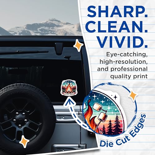(2 Pack) Camping Adventure Stickers - Let's Get Toasted Design - Campfire Night - Outdoor Fun Stickers - 5" On Longest Side - Sticks to Smooth Flat Surfaces - Made in USA - BMCS7016
