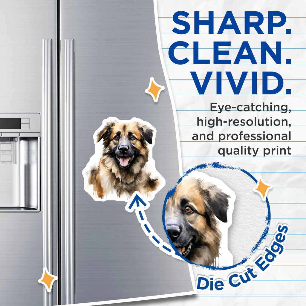 (2 Pack) Watercolor German Shepherd Magnets - Happy Dog Fridge Decor - Pet Lover Home Accent - 5 Inches On Longest Side - Thick Durable Magnet - Made in USA - MAG26420