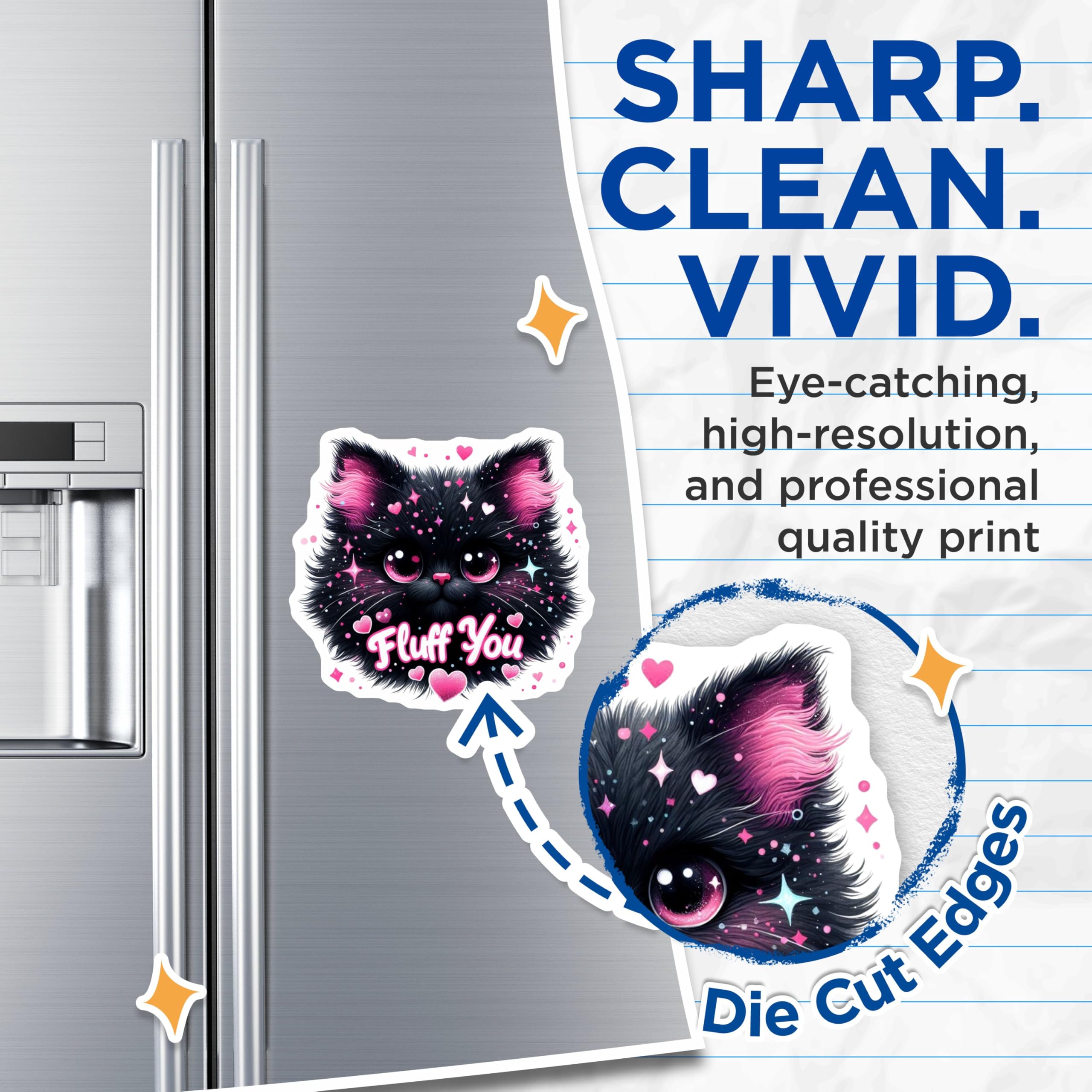 (2 Pack) Fluff You Cat Magnets - Cute Kitten Design - Funny Phrase - Home and Office - 5" On Longest Side - for Cars, Fridges, Toolboxes - Made in USA - MAG4582