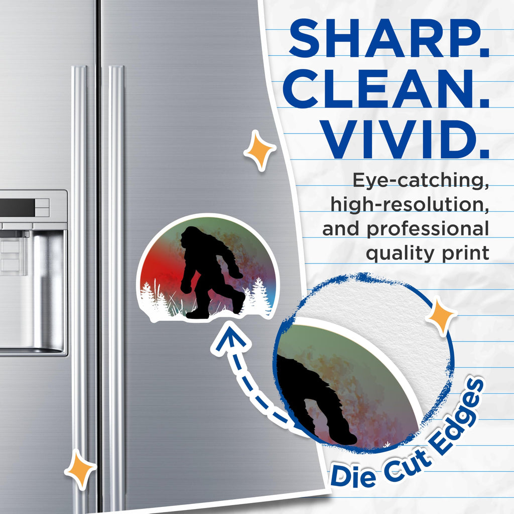 (2 Pack) Bigfoot Magnets - Sasquatch Forest Decor - Cryptid Creature Refrigerator Art - 5 Inches On Longest Side - Thick Durable Magnet - Made in USA - MAG20489