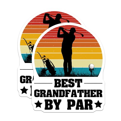(2 Pack) Best Grandfather by Par Magnets - Golf Grandpa Magnet - Retro Golfing Fridge - 5" On Longest Side - for Cars, Fridges, Toolboxes - Made in USA - MAG3873