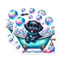 (2 Pack) Cute Puppy Bath Time Stickers - Adorable Dog Stickers - Bubble Bath Pupper Decals - 5" On Longest Side - Sticks to Smooth Flat Surfaces - Made in USA - BMCS9425