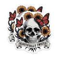 (2 Pack) Skull Monarch Butterfly Magnets - Sunflower Thorny Vine Decor - Gothic Art Refrigerator Decor - 5 Inches On Longest Side - Thick Durable Magnet - Made in USA - MAG21100