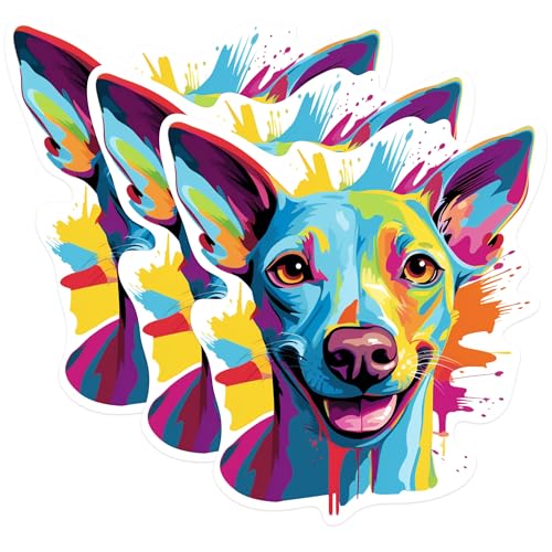 (3 Pack) Colorful Dog Decals - Abstract Dog Art - Modern Pet Decals - 3 Inches On Longest Side - Easy Peel & Apply - Made in USA - 3MCS0757