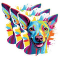 (3 Pack) Colorful Dog Decals - Abstract Dog Art - Modern Pet Decals - 3 Inches On Longest Side - Easy Peel & Apply - Made in USA - 3MCS0757