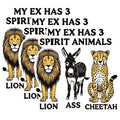(3 Pack) My Ex Has Spirit Animals Decals - Funny Animal Lover Decals - Sarcastic Relationship Decal - 3 Inches On Longest Side - Easy Peel & Apply - Made in USA - 3MCS0959
