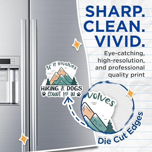 (2 Packs) If It Involves Hiking and Dogs Count Me in Magnets - Pet Cat Animal Lover Hiking Magnets - 5" On Longest Side - Premium - for Fridges, Toolboxes, Cars - Made in USA - MAG2478