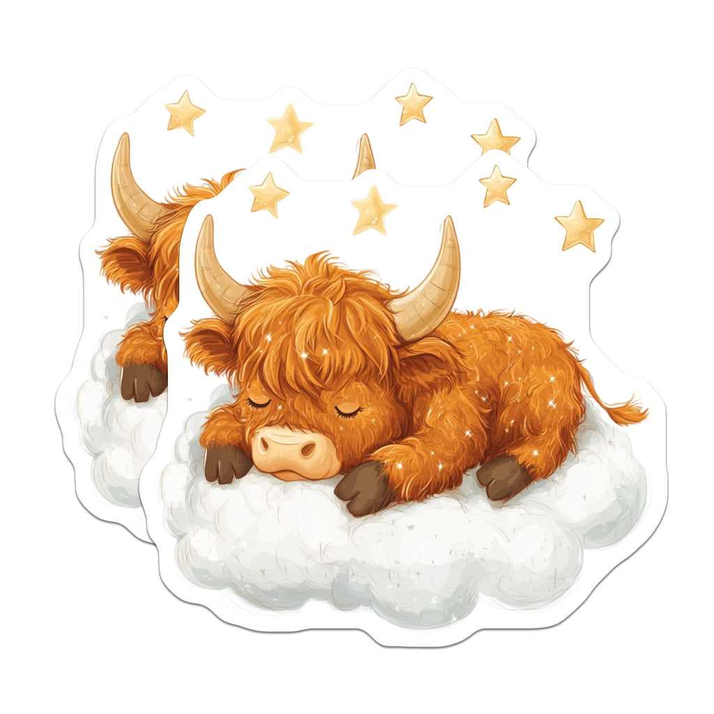 (2 Pack) Highland Cow Magnets - Cute Baby Bull Decor - Whimsical Farm Animal Fridge Accessory - 5 Inches On Longest Side - Thick Durable Magnet - Made in USA - MAG37579
