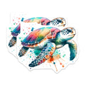 (2 Pack) Sea Turtle Magnets - Watercolor Turtle Art - Colorful Fridge Magnets - 5" On Longest Side - Premium Magnet - for Cars, Refrigerators, Toolboxes, Lockers - Made in USA - MAG15467