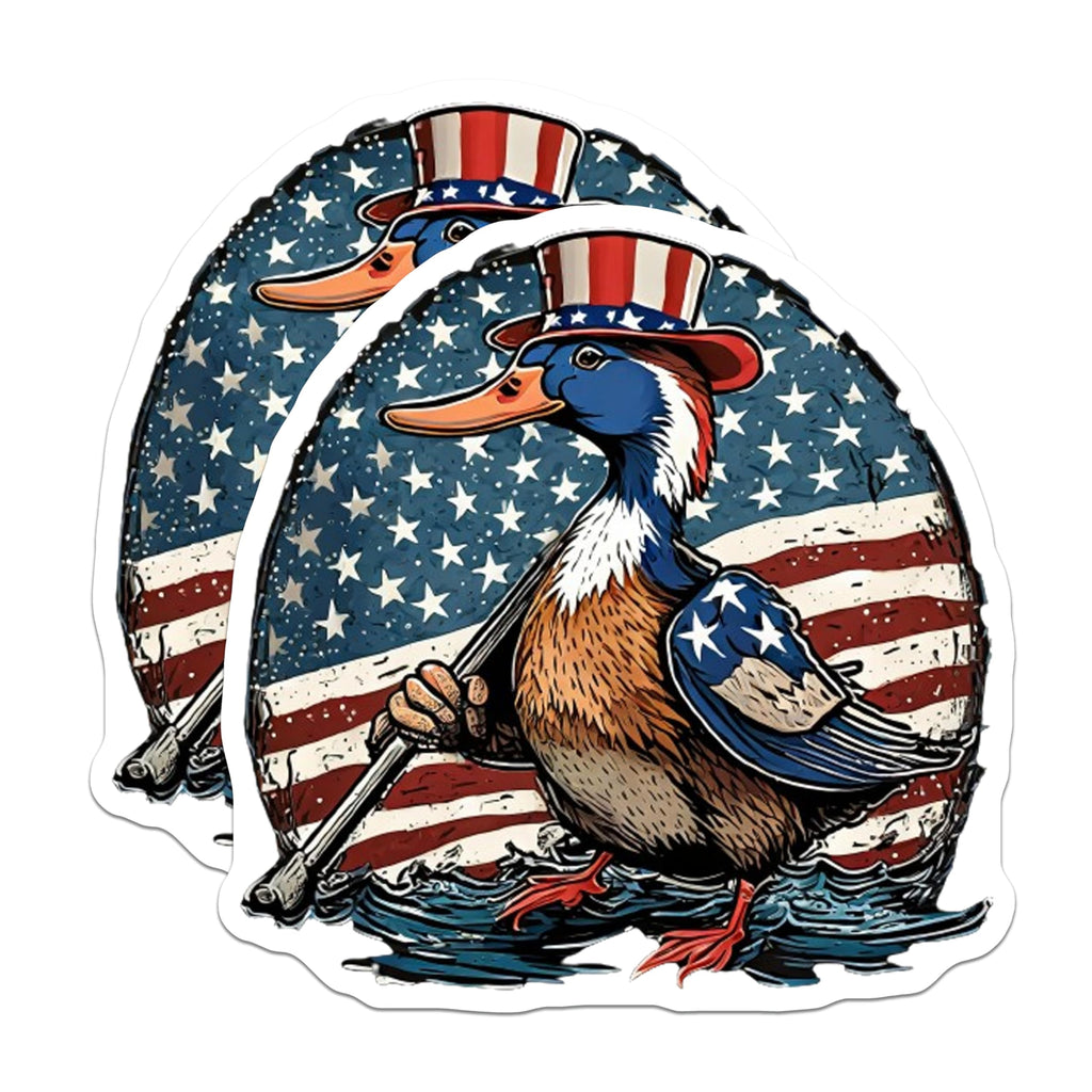 (2 Pack) Patriotic Duck Magnets - Uncle Sam Americana Decor - Fourth of July Fridge Art - 5 Inches On Longest Side - Thick Durable Magnet - Made in USA - MAG21834