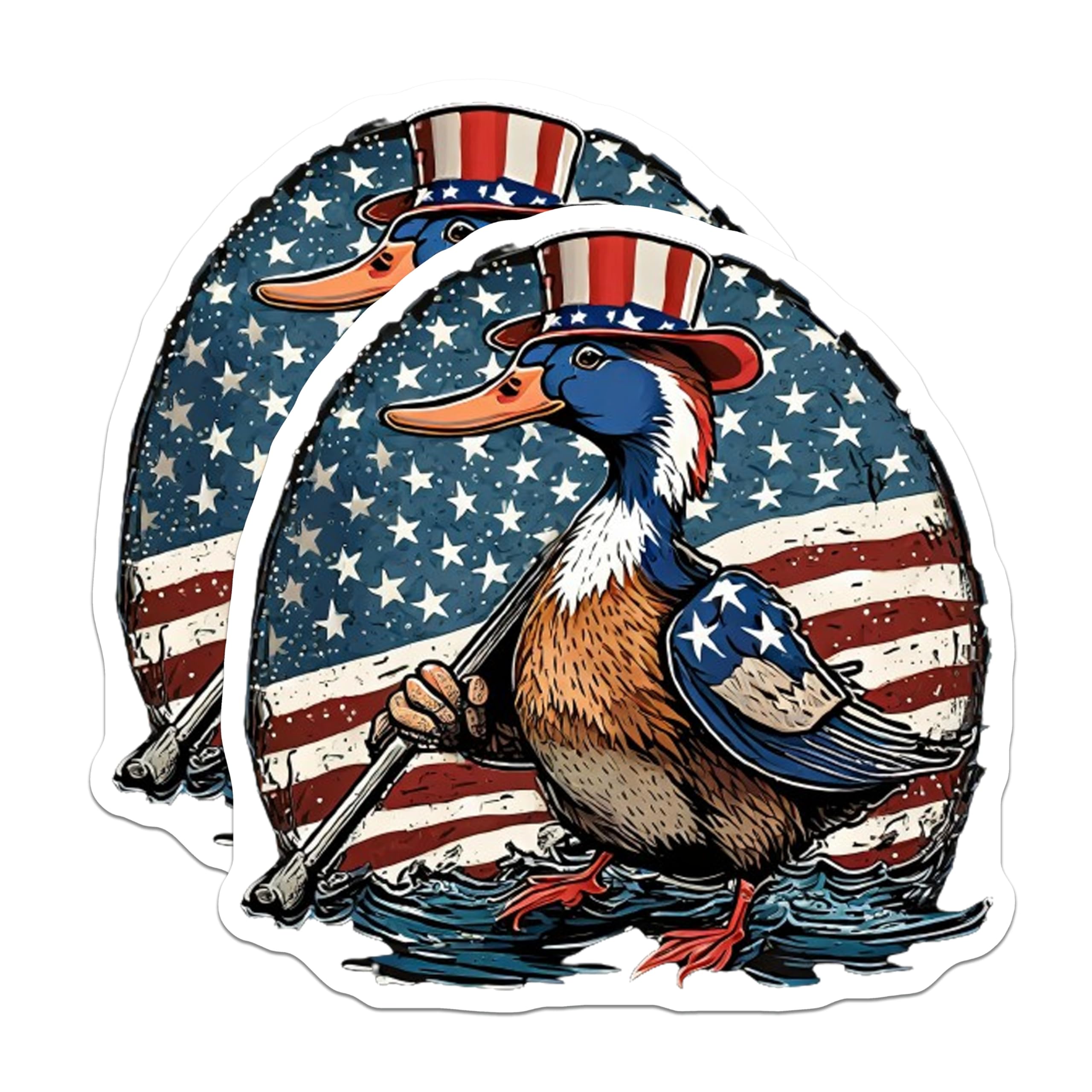 (2 Pack) Patriotic Duck Magnets - Uncle Sam Americana Decor - Fourth of July Fridge Art - 5 Inches On Longest Side - Thick Durable Magnet - Made in USA - MAG21834